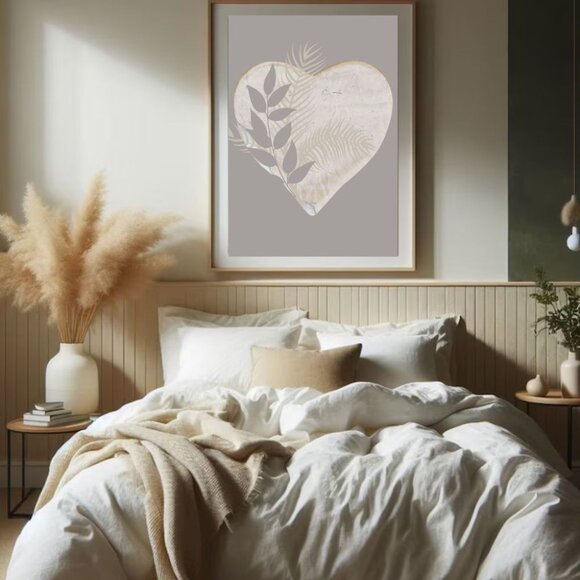 Heart of Nature - Minimalist Botanical Heart-Shaped Digital Art Print l - Picture 6 of 7